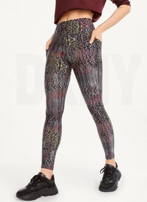 Navy DKNY Printed Women's Leggings | USA-D0382