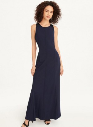 Navy DKNY Sleeveless Mermaid Cross Back Women's Dresses | USA-D1594