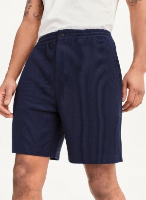 Navy DKNY Vertical Effect Knit Men's Shorts | USA-D0527