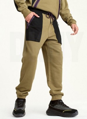 Olive Black DKNY Pull On Colorblock French Terry Men's Pants | USA-D1282