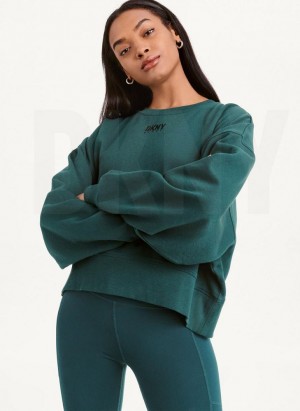 Olive DKNY Balance Oversized Crewneck Pullover Women's Sweatshirts | USA-D0762