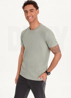 Olive DKNY Cotton Poly Pique Men's T Shirts | USA-D0202