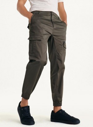 Olive DKNY Cotton Sateen Men's Joggers | USA-D0778