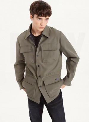Olive DKNY Ls Chore Tech Fleece Men's Jackets | USA-D1663