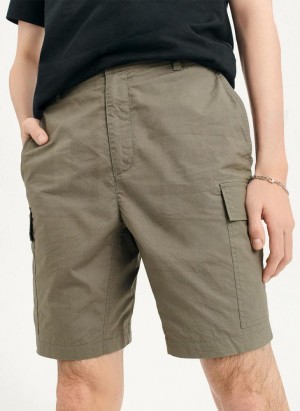 Olive DKNY Poplin Cargo Men's Shorts | USA-D0209