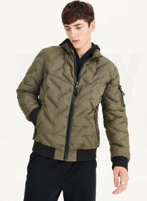 Olive DKNY Quilted Bomber Men's Jackets | USA-D1005