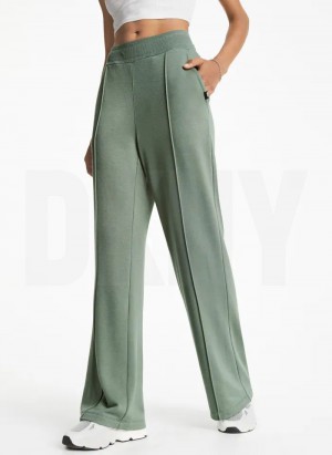 Olive DKNY Wide Leg Greenwich Pintuck Women's Pants | USA-D0937