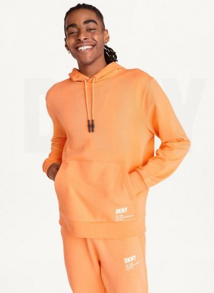 Orange DKNY French Terry Men's Hoodies | USA-D0351