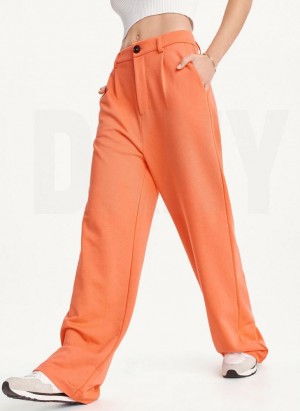 Orange DKNY French Terry Wide Leg Women's Pants | USA-D1906