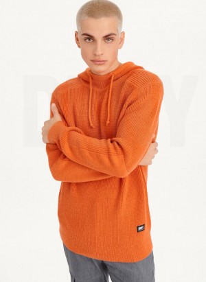 Orange DKNY Half Cardigan Stitch Men's Hoodies | USA-D0367