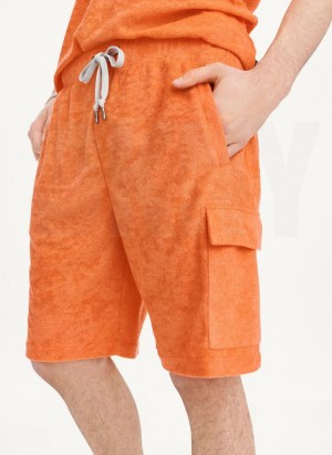 Orange DKNY Toweling Cargo Men's Shorts | USA-D0169