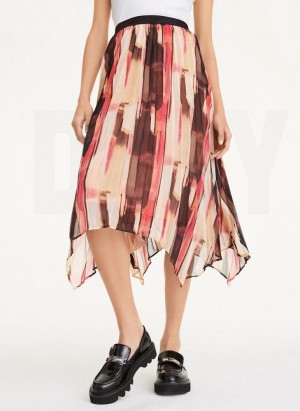 Pink DKNY Asymmetrical Pleated Women's Skirts | USA-D0162
