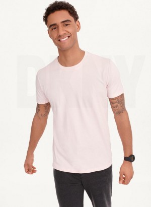Pink DKNY Cotton Poly Pique Men's T Shirts | USA-D0862