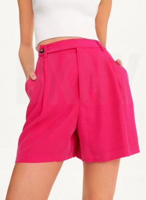 Pink DKNY Frosted Twill Women's Shorts | USA-D0946