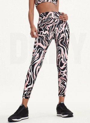 Pink DKNY Marble Swirl Print High Waist Women's Leggings | USA-D0472