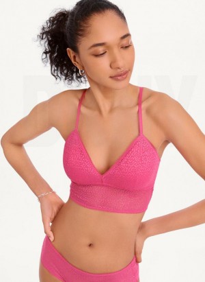 Pink DKNY Modern Lace Longline Racerback Women's Bralette | USA-D0675