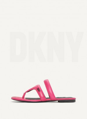 Pink DKNY Puffy Strap Thong Shoes Flip Flops | USA-D0656
