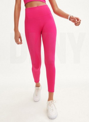 Pink DKNY Rib Knit High Waisted Seamless Women's Leggings | USA-D0392