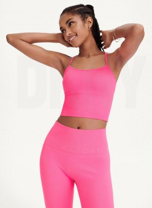 Pink DKNY Rib Knit Seamless Crop Women's Tank Tops | USA-D1715