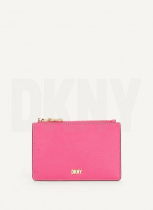 Pink DKNY Sidney Key Card Case Bags Wallets | USA-D1273
