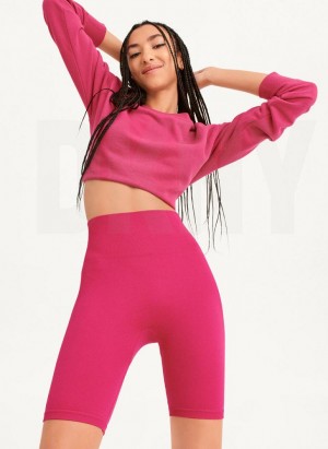 Pink DKNY Twill Seamless Bike Women's Shorts | USA-D0936