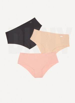 Pink Multicolor DKNY 3 Pack Hipster Women's Panties | USA-D1379