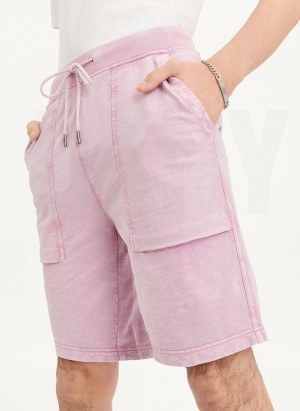 Purple DKNY Beach Slub Men's Shorts | USA-D1159