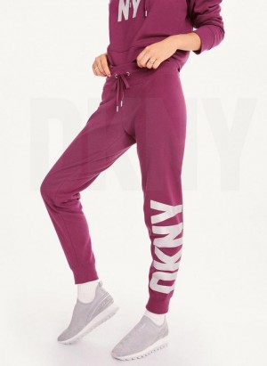 Purple DKNY Exploded Logo Women's Joggers | USA-D0542
