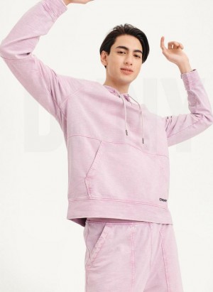 Purple DKNY Slub Beach French Terry Men's Hoodies | USA-D1701
