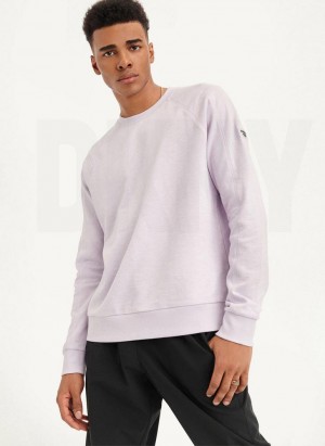 Purple DKNY Slub French Terry Crewneck Men's Sweatshirts | USA-D0244