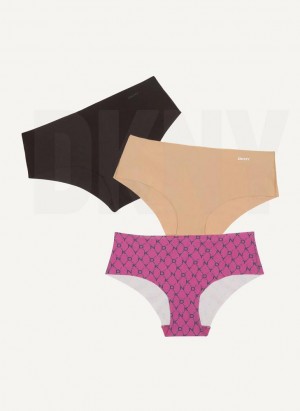 Purple Multicolor DKNY 3 Pack Hipster Women's Panties | USA-D1684