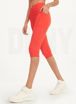 Red DKNY Balance Compression Pedal Pusher Women's Leggings | USA-D1956