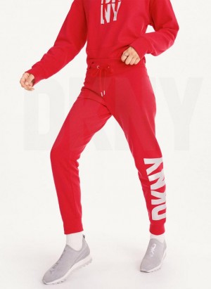 Red DKNY Exploded Logo Women's Joggers | USA-D1326
