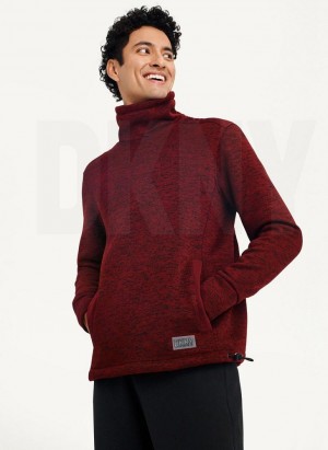 Red DKNY Funnel Neck Pullover Men's Sweatshirts | USA-D1898