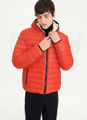 Red DKNY Quilted Reversible Sherpa Men's Jackets | USA-D0761