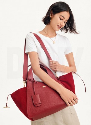 Red DKNY The Medium Effortless Bags Tote Bags | USA-D0504