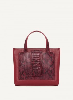 Red DKNY Uptown Exotic Leather Small Bags Tote Bags | USA-D1572