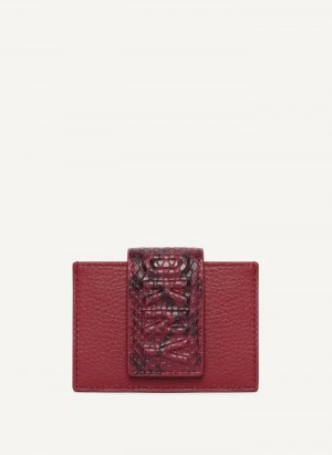 Red DKNY Uptown Leather Card Case Men's Wallets | USA-D0327