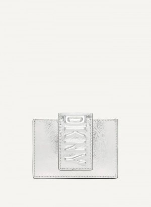 Silver DKNY Uptown Leather Card Case Men's Wallets | USA-D1750