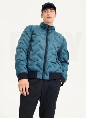Turquoise DKNY Quilted Bomber Men's Jackets | USA-D1789