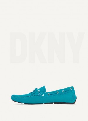 Turquoise DKNY Suede Driver Moccasin Men's Sneakers | USA-D1373