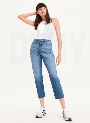 Wash DKNY Broome Cropped Distressed Women's Jeans | USA-D1313