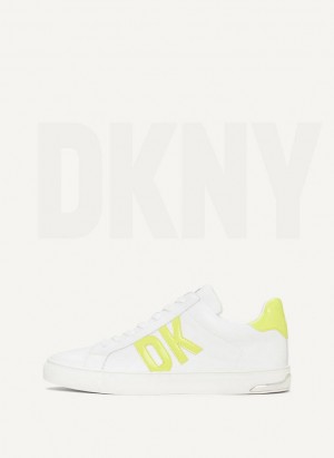 White DKNY Abeni Lace Up Shoes Sneakers | USA-D1508