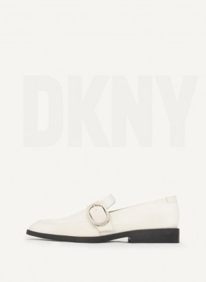 White DKNY Buckle Shoes Loafers | USA-D1879