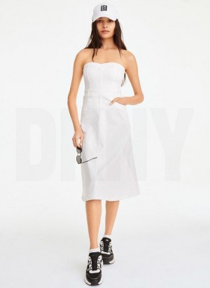 White DKNY Corset Women's Dresses | USA-D0432