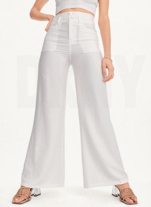 White DKNY Crinkle Dressing Women's Pants | USA-D1600