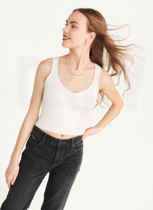 White DKNY Cropped Women's Tank Tops | USA-D1412