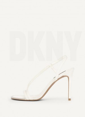 White DKNY Danielle Strappy Shoes Heels | USA-D1955