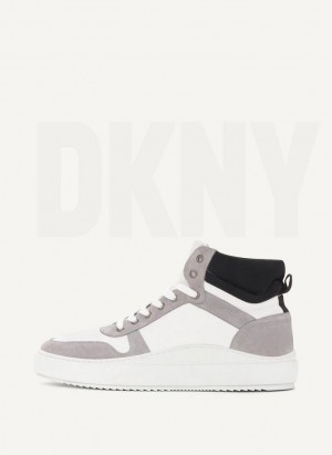 White DKNY Grey High Top Men's Boots | USA-D0150