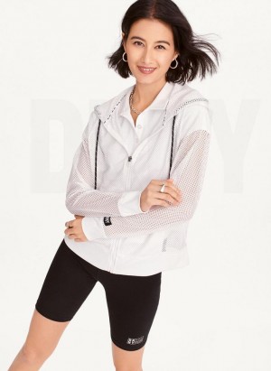 White DKNY Ozone Mesh Relaxed Full Zip Women's Jackets | USA-D1032
